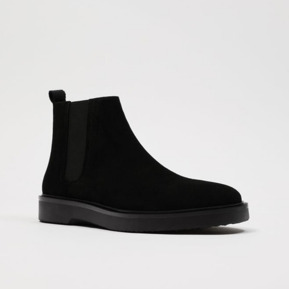 Zara Other - New Zara Chelsea Split Leather Boots Finish Suede Ankle Black NWT Size 12